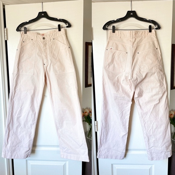 Chimala Canvas Work Pants Japanese Cotton Straight-Leg Baby Pink 26 EUC - Picture 2 of 8